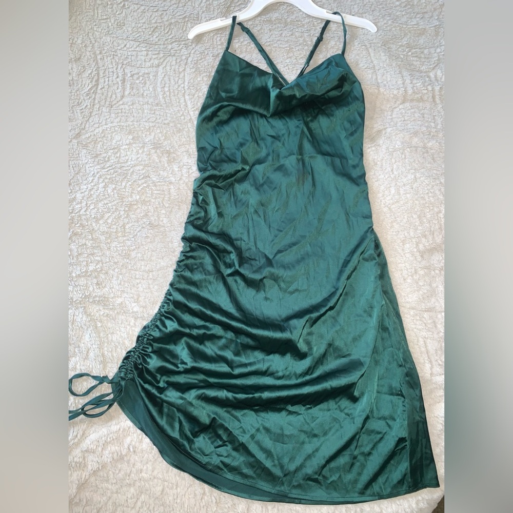 Green silk dress